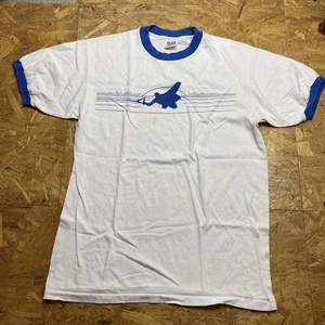 Vintage Anvil 2000s Graphic White Ringer Shirt Alstyle C4 - Foto 1 di 7