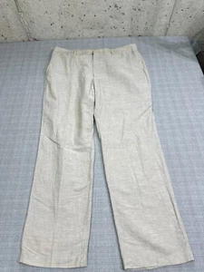 INC Pants Mens 36x32 Linen Blend Tan Flat Front Lightweight Comfort - Picture 1 of 7