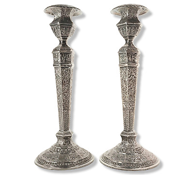 Antique Derby Co Repousse Silver Plate Candlesticks #2547 EPWM 1898-1933 • 100.77$