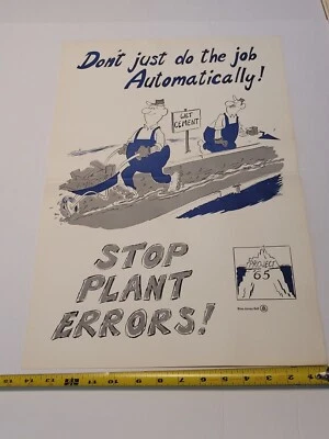 Vtg New Jersey Bell System Phone Company Poster, Wet Cement, Stop Plant Errors! - Image 1 of 4