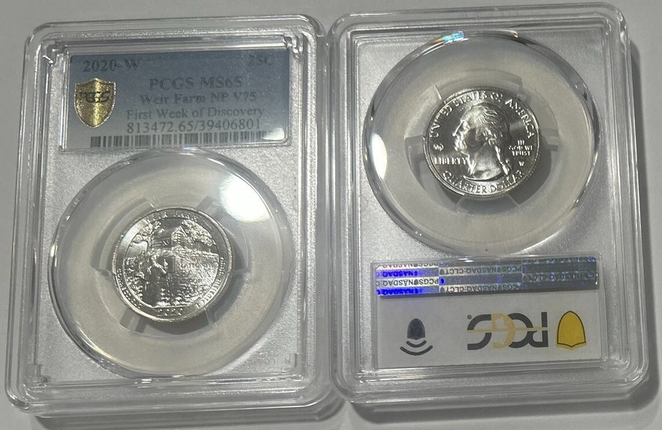 2020-W WEIR FARM NP QUARTER MS65 PCGS - FIRST WEEK OF DISCOVERY - GOLD SHIELD - Image 1 of 1