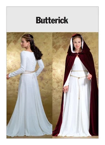 PATRÓN para Vestido y Capa Medieval Galadriel Camelot Butterick 4377 14 16 18 20 - Imagen 1 de 6