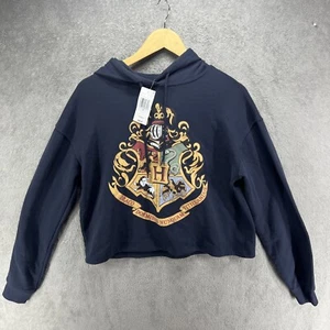NWT HARRY POTTER Hogwarts Crest Cropped Hoodie Womens S Sweatshirt New - Picture 1 of 5