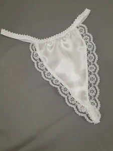 BRIDAL WHITE shiny SATIN G STRING thong Made in France Custom listing - Picture 1 of 1