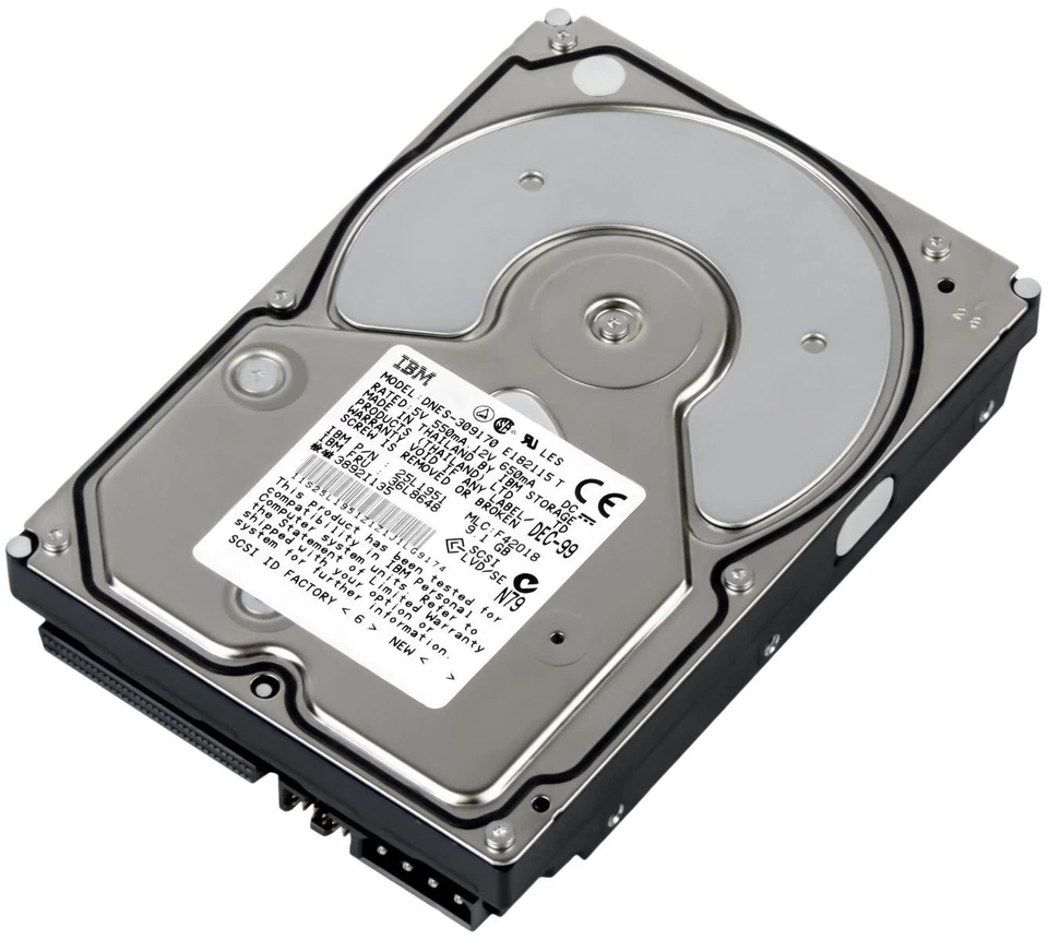 Hard Drive IBM 36L8648 25L1951 DNES-309170 9.1GB 7200RPM 68-pin SCSI 3.5" - Image 1 of 3