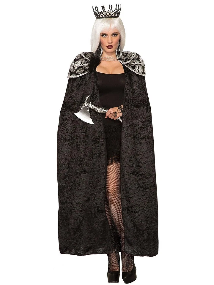 Queen Cape Dark Royalty Black Medieval Fancy Dress Halloween Costume Accessory - Image 1 of 1
