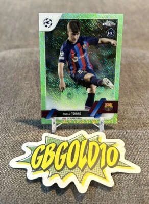 PABLO TORRE 2023 Topps Chrome UEFA Green Shimmer Rookie BARCELONA 377/399 #32 - Image 1 of 3