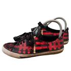 Coach Willa Sequin Black Red Plaid Casual Ribbon Lace Sneaker Shoes Women Sz 7