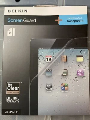 New Belkin iPad 2 Screen Protector 2-Pack Protection Plus Transparent Sealed Box - Image 1 of 4