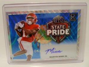 MARVIN MIMS JR. #8 /8 AUTO STATE PRIDE LEAF METAL FOOTBALL 2023