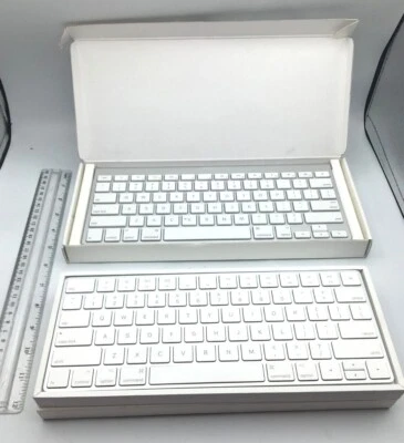 Apple Lot of 2 White & Silver Keyboards Magic A1644, Wireless A1314 Working - Image 1 of 4