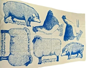 Panel de tela animal Farmyard Friends patrón de almohada de felpa de animales 1975 vintage - Imagen 1 de 8