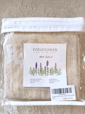 1 Foindtower Decorative French Linen Fringe Throw Pillow Cover 18 x 18" Beige - Image 1 of 4