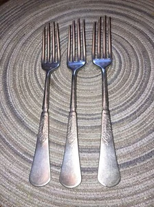 3-Short Tine Dinner Forks “Unique” By Reed & Barton 7 1/4” Long - Picture 1 of 4
