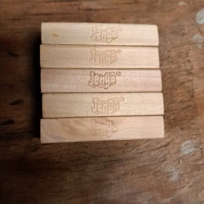 JENGA REPLACEMENT WOOD BLOCKS 5 CLEAN ORIGINAL PIECES 1/2'' X 1'' X 3'' - Image 1 of 2