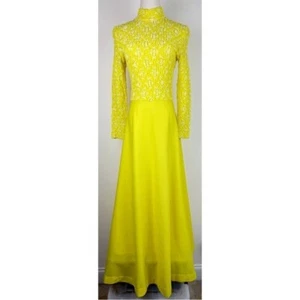 Act 2 Vintage 60's Yellow Maxi Dress - Picture 1 of 10