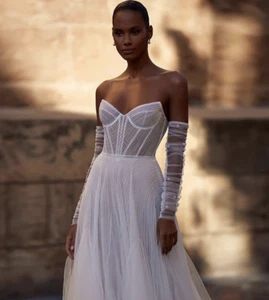 Bridal Removable Gloves, Fancy Sheer Gloves, Pearl Wedding Detachable Sleeves - Picture 1 of 16