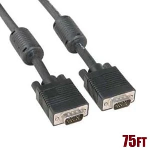 75FT 15pin SVGA VGA Adapter PC Monitor M/M Male To Male Cable w/ Ferrite Cores - Picture 1 of 1