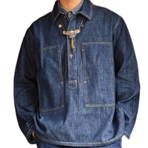 Herren Denim Pullover Cargo Sweatshirt Japanisch Urban Outdoor Militär Retro Kittel - Bild 1 von 14