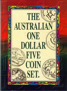 The Australian One Dollar Five Uncirculated Coin Set - 1984 to 1992 - Picture 1 of 2