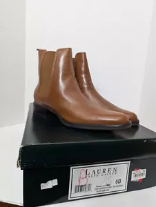 Stivaletto donna Ralph Lauren Toffee pelle di vitello brunita Katherine taglia 6 scatola - Foto 1 di 7