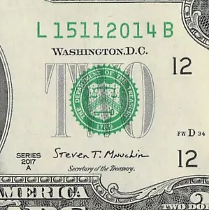 NOV 15 2014 Birthday Note Fancy Serial Number Two Dollar Bill - Picture 1 of 11