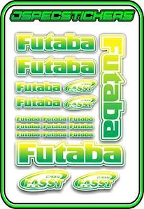 FUTABA RC STICKERS A5 SHEET R/C PLANE CAR BUGGY HELI REMOTE CONTROL GREEN YELL W - Picture 1 of 8