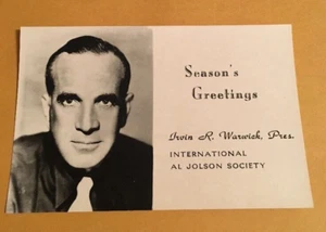 Vintage 1960s INTERNATIONAL AL JOLSON SOCIETY Season's Greetings - Bild 1 von 2