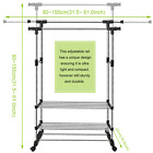 Double Clothes Rail Garment Coat Hanging Display Stand Shoes Rack With Wheels UK