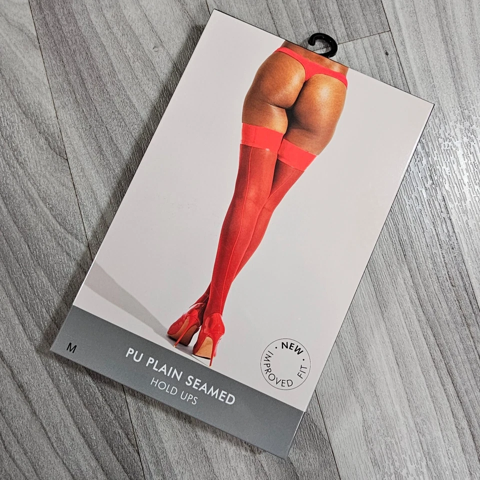 Meias Ann Summers vermelhas PU com costura lisa, novas na caixa - Imagem 1 de 1