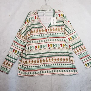 Latched Mama Nursing Henley Long Sleeve Sleep Shirt Size 4X Gingerbread Man NWT - Picture 1 of 8