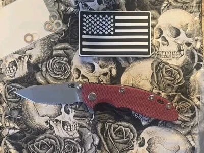 NEW Hinderer XM-18 3.0″ Harpoon Tanto - Red G10, Battle Blue Ti, S45VN  - Image 1 of 4