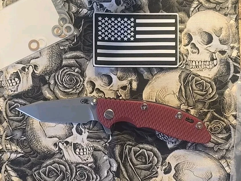 NEW Hinderer XM-18 3.0″ Harpoon Tanto - Red G10, Battle Blue Ti, S45VN  - Image 1 of 4