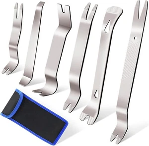 6 Pcs Auto Trim Removal Tool Kit Metal Pry Tool Car Trim Removal Tool Set For Do - Picture 1 of 6