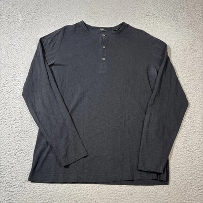 Theory Men's Sz M Washed Black Slub Cotton Lightweight Henley - Image 1 of 4
