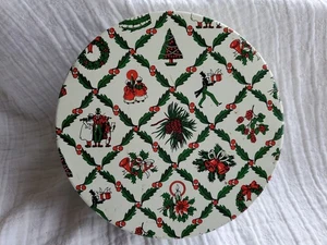 Vintage Christmas Atlantic Can Co. N.J. Tin Holiday Empty Candy Cookie Storage - Picture 1 of 11