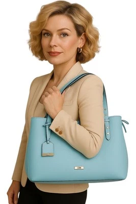 Trina Turk Bolso de Mano Cartera Hombro TOTE Cuero Vegano Verde azulado MUJER MUJER Foto 1 de 4