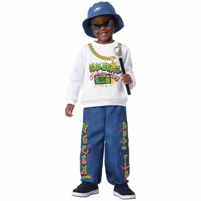 90s Hip Hop Kid 1990s Dancer Rap Star Pop Rock Toddler Child Boys Costume 4-6 - Image 1 of 3