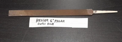 Vtg HELLER 6" Pillar File Swiss Pattern, Double Cut 0; Uncut Edges Made in USA - Image 1 of 4