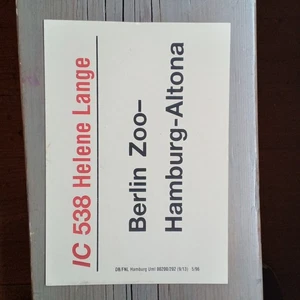 Zuglaufschild IC 538 Helene Lange Berlin ZOO - Bild 1 von 2