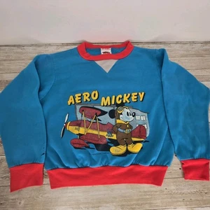 Vintage Mickey Mouse 1980s Kids Sz 7 (But Runs Small)Sweater Teal And Red Read - Imagen 1 de 11