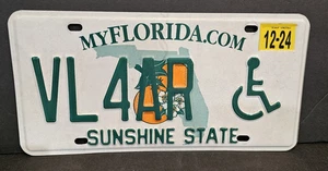 Florida License Plate Handicapped Disabled Wheelchair Sunshine State VL4AR - Picture 1 of 2