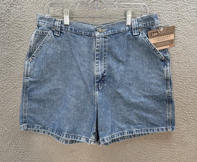 Vintage Lee Shorts Womens 14 Medium Light Stone Denim Carpenter Grunge Retro - Image 1 of 4