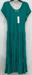 NWT Soft Surroundings Womens Fit & Flare Dress Summer Tropical Green Size M - Picture 1 of 5