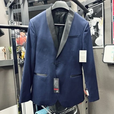 Blazer JF J.Ferrar Edición Noche Ajustado Azul Negro 38 Traje Corto Chaqueta Foto 1 de 4