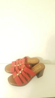 Italian Shoemakers Red 3 " Block Heel Slip On Sandal Choose Size 6 - Image 1 of 4