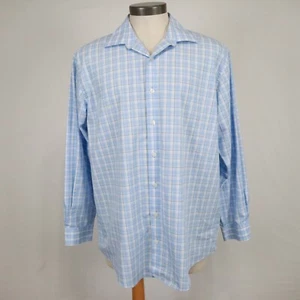 Kenneth Cole Reaction Shirt Mens 17 34/35 Regular Fit Button Plaid Long Sleeve - Picture 1 of 9