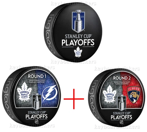 2023 NHL Stanley Cup Playoffs Toronto Maple Leafs 3 Hockey Puck Pkg: Round 2 Cover