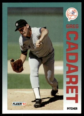 1992 Fleer Baseball Card Greg Cadaret New York Yankees #222 - Image 1 of 2
