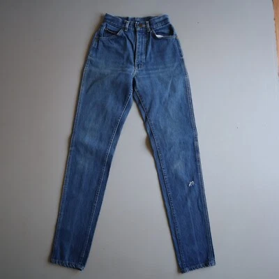 Vtg Lee Rider High Waist Mom Jeans Tag 3 Denim Measure 21 Dark Wash 90s USA TINY - Image 1 of 4